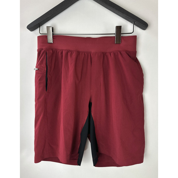 lululemon athletica Other - Lululemon Men’s T.H.E Shorts Lined Red & Black 9" Inseam Drawstring Size Large